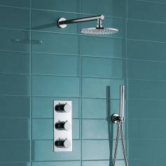 Sipi Mixer Shower - Thermostatic Kit with 200mm Round Head &amp; Hand Held 