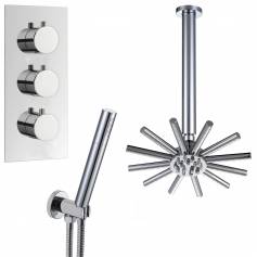 Yumbilla Thermostatic Shower Mixer Kit with 220mm Star Head - Hand Held 