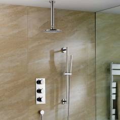 Rhine Thermostatic Shower Mixer Kit with 200mm Round Head - Hand Held 