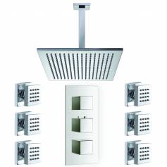 Bonita Thermostatic Shower Mixer Kit with 305mm Square Head - Body Jets 