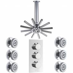 Bonita Thermostatic Shower Mixer Kit with 220mm Star Head - Body Jets 
