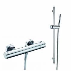 Round Thermostatic Bar Mixer Shower Kit with Hand Held Head 