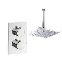 Tugela Chrome Effect Thermostatic Shower Mixer Kit with 180mm Square Head 