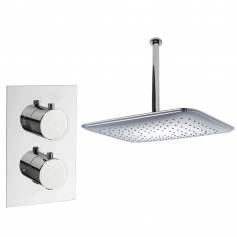 Tugela Chrome Effect Thermostatic Shower Mixer Kit with 360x250mm Rectangular Head 