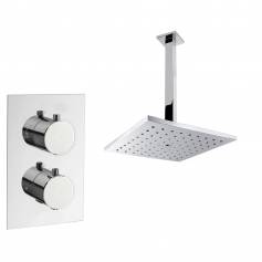 Tugela Chrome Effect Thermostatic Shower Mixer Kit with 180mm Square Head 