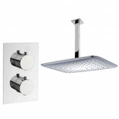 Tugela Chrome Effect Thermostatic Shower Mixer Kit with 360x250mm Rectangular Head 