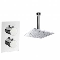 Tugela Chrome Effect Thermostatic Shower Mixer Kit with 180mm Square  