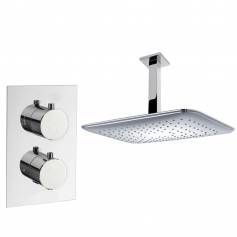 Tugela Chrome Effect Thermostatic Shower Mixer Kit with 360x250mm Rectangular Head 