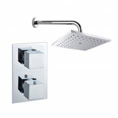Gabon Chrome Effect Thermostatic Shower Mixer Kit with 180mm Square Head 