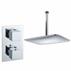 Tugela Chrome Effect Thermostatic Shower Mixer Kit with 360x250mm Rectangular Head 