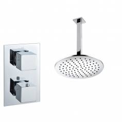 Tugela Chrome Effect Thermostatic Shower Mixer Kit with 200mm Round Head 