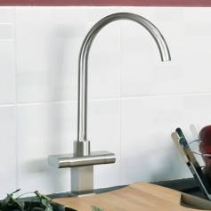 Kegon Kitchen Mixer Tap - Brushed Steel - Swivel Spout 
