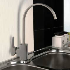 Apsley Brushed Steel Kitchen Mixer Tap - Swivel Spout 