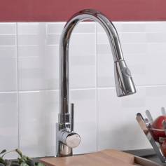 Tiffany Kitchen Pull Out Tap - Chrome Plated Mixer with Spray 