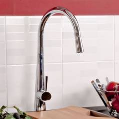 Della Designer Kitchen Tap - Chrome Plated Mixer - Pull Out Spray 