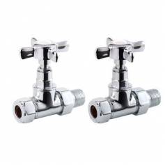 Victoria Traditional Straight Towel Radiator Valves  - 15mm Connection 