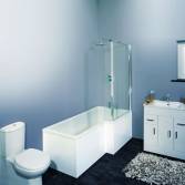 Varese L-Shaped Shower Bath, Large, Right, With Screen and Rail, No Side Panel 