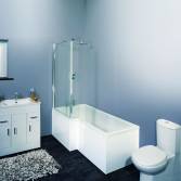 Varese L-Shaped Shower Bath, Large, Left, With Screen and Rail 