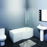 Vico P-Shaped Shower Bath, Large, Right, With Screen and Rail 