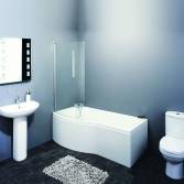 Vico P-Shaped Shower Bath, Small, Left, With Screen 