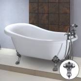 Victoria Traditional Slipper Bath with Ball Feet and Tap Stand, Large 