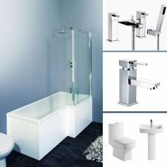 Shower Bath Suites - Fairfax Shower Bath Package, L-Shaped Right 