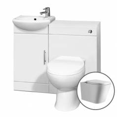 Marsten 885mm Gloss White Suite Unit with Toilet and Basin 