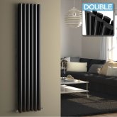 1600x360mm Black Double Oval Tube Vertical Radiator - Ember Premium