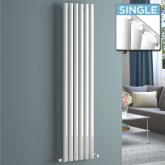 1600x360mm White Single Oval Tube Vertical Radiator - Ember Premium