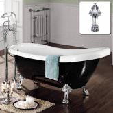 1720mm Black Traditional Roll Top Bath - Dragon Feet