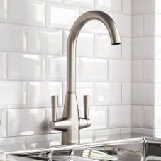 Brushed Steel Swivel Spout Kitchen Taps