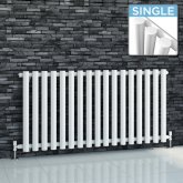 600x1212mm White Single Round Tube Horizontal Radiator - Sitkin Premium