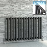 600x984mm Anthracite Single Round Tube Horizontal Radiator - Sitkin Premium
