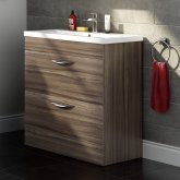 800mm Severn Walnut Double Drawer Basin Cabinet - Floor Standing