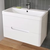 800mm Tuscany Gloss White Double Drawer Basin Unit - Wall Hung