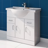 850x330mm Quartz Gloss White Built In Basin Unit