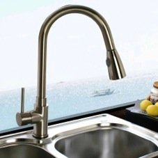 Brushed Steel Pull Out Kitchen Taps