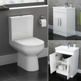Cesar Toilet & 600mm Severn Basin Cabinet Set  - Gloss White