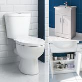 Crosby Toilet & 550mm Quartz Basin Cabinet Set  - Gloss White
