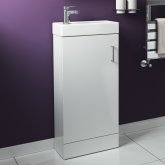 Portland Gloss White Slimline Basin Unit - Floor Standing