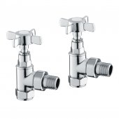 Angled Polished Chrome Radiator Valves - Standard 15mm Connection
