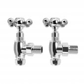 Angled Chrome Radiator Valves - Standard 15mm Connection