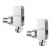 Square Angled Chrome Radiator Valves - Standard 15mm Connection