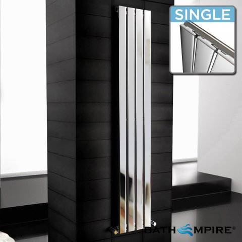 1800x300 mm Chrome Vertical Radiator | Tall Flat Panel - BathEmpire