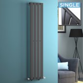 1600x300mm Anthracite Single Flat Panel Vertical Radiator - Minoa Premium