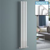 1600x240mm White Single Oval Tube Vertical Radiator - Callaghan Premium