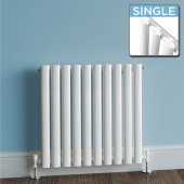 600x600mm White Single Panel Oval Tube Horizontal Radiator - Segula Premium