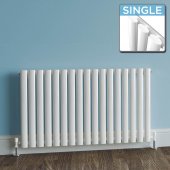 600x1020mm White Single Panel Oval Tube Horizontal Radiator - Segula Premium