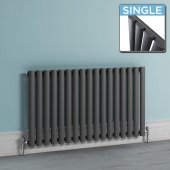 600x1020mm Anthracite Single Panel Oval Tube Horizontal Radiator - Colvin Premium