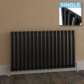 600x1020mm Gloss Black Single Panel Oval Tube Horizontal Radiator - Alverston Premium